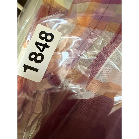 Catherines Top Womens 3X Purple Plaid Button Down Roll Sleeve Tunic Cottagecore - Picture 12 of 13